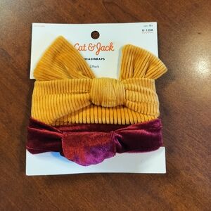 Cat & Jack Mustard and Burgundy Headwrap Set